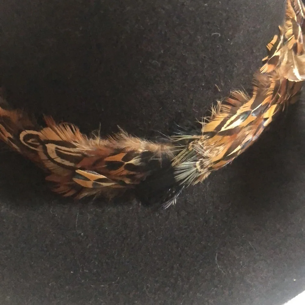 Vintage Henry Margu original creations soft fabric felt hat in black w feathers